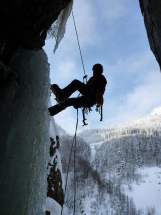 abseiling off Norway ice